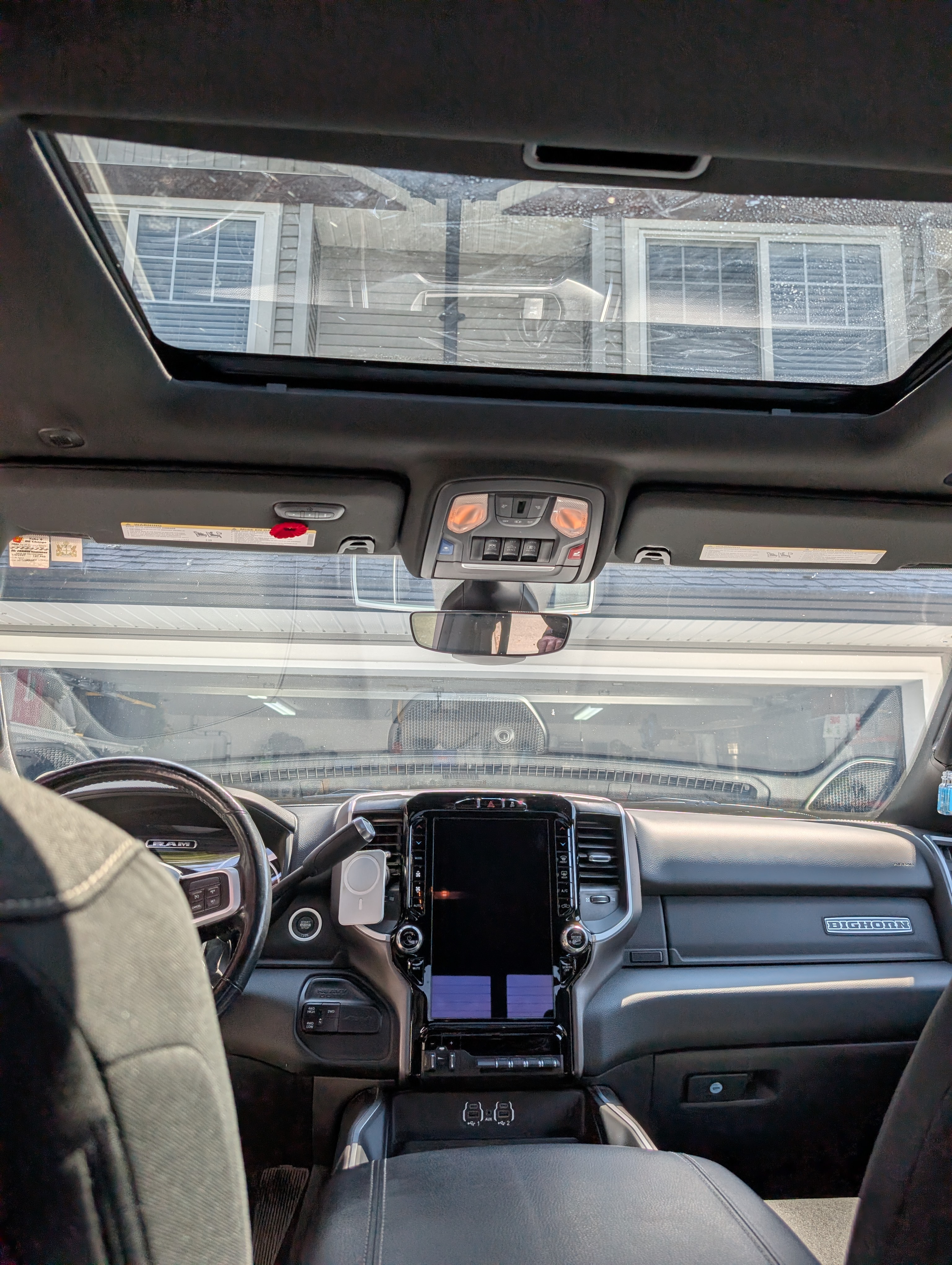 Interior, steering wheel and Uconnect display